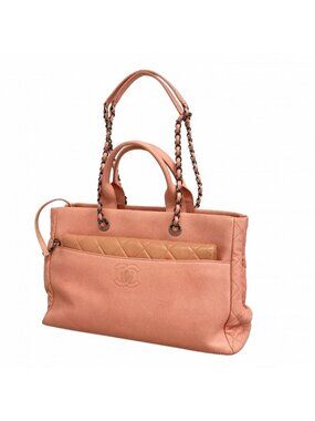 Chanel Chain Tote Caviar Leather Pink Silver 2-Way